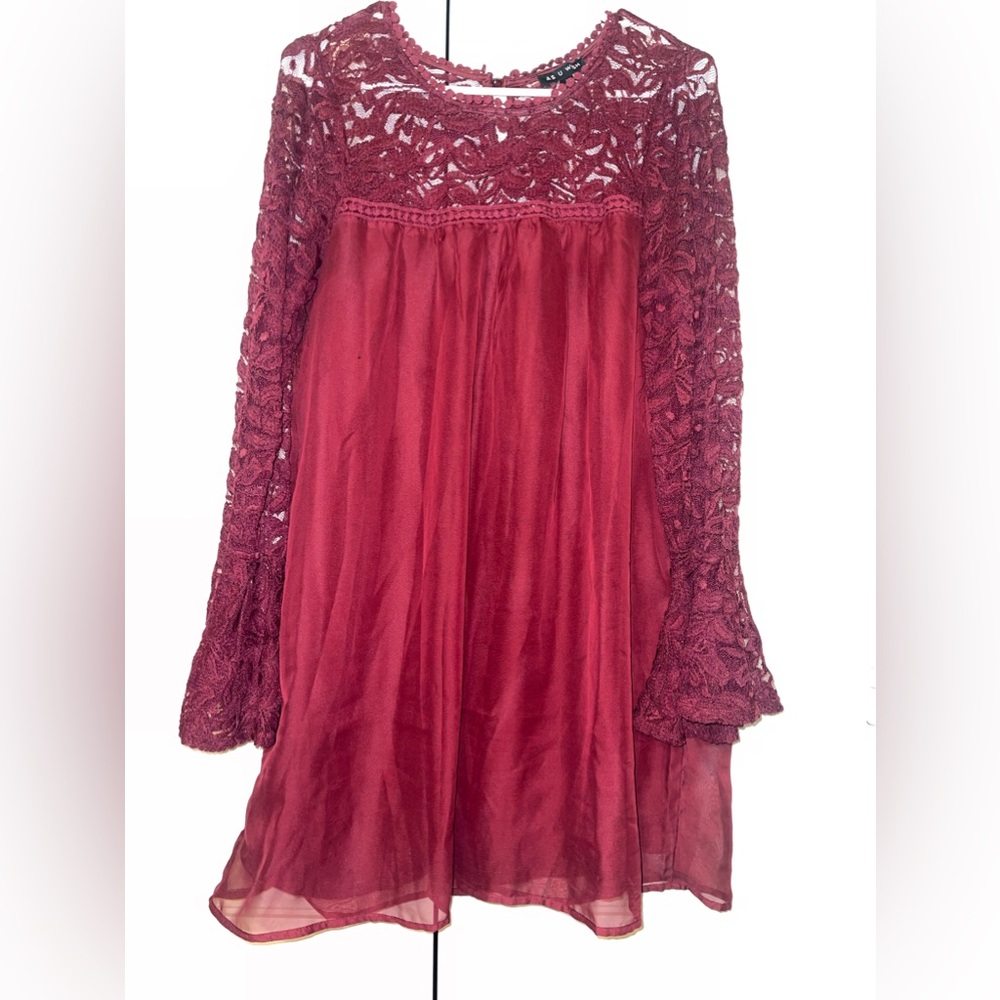 As U Wish. Maroon Dress. Large.